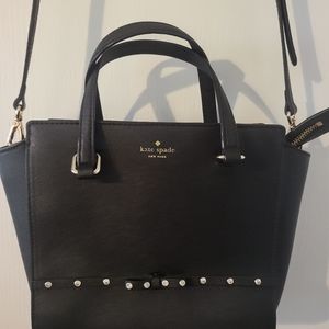 Kate Spade Authentic Hadlee Laurel Way Jewel Black Leather Satchel Bag